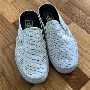 Vans- White leather slip on mules